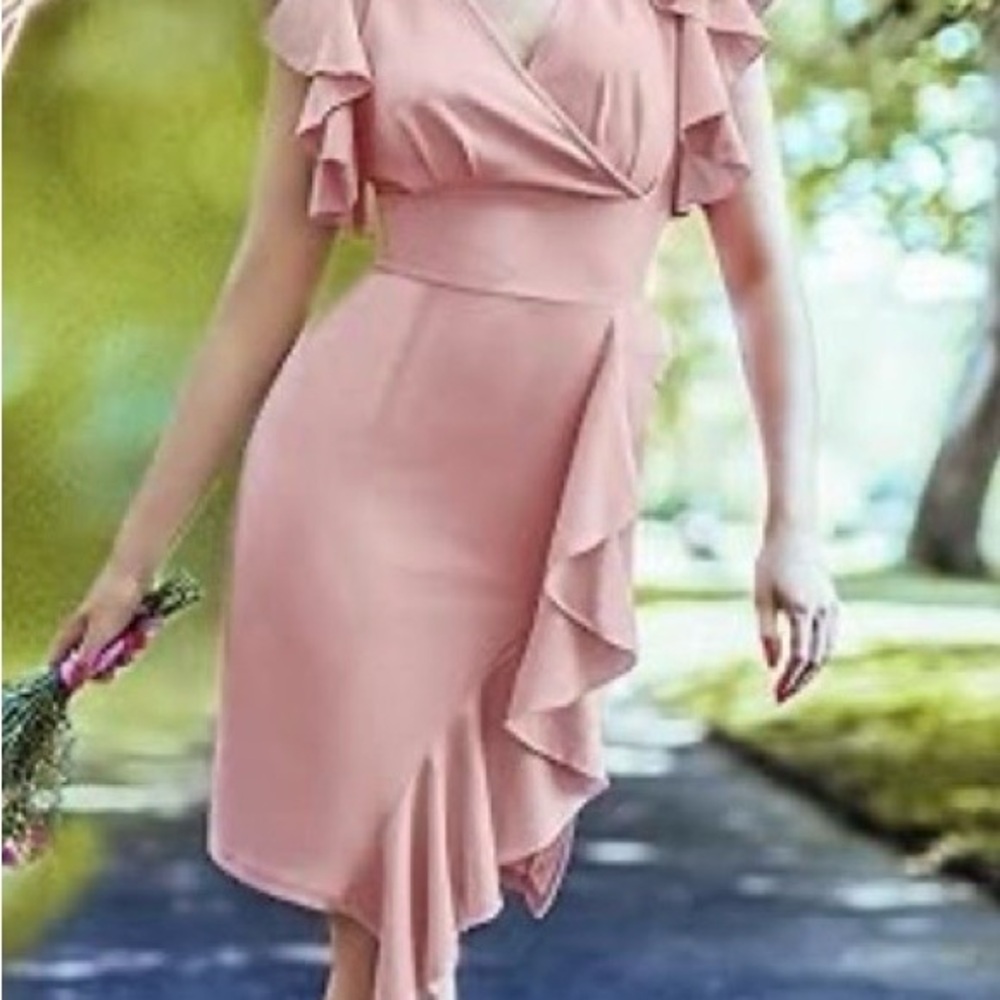 Elegant Pink Ruffle Dress